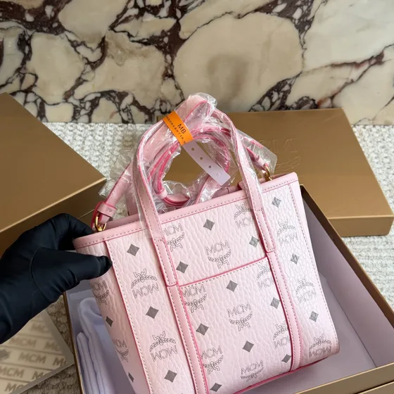MCM Toni Top-Zip Shopper Mini Soft Rosa Borsa tote