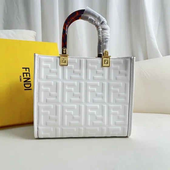 Fendi Sunshine Shopper Small Bianco Borsa tote