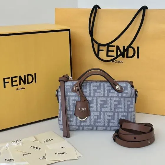 Fendi By The Way Mini Light Blue Brown Top Handle