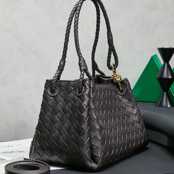 Bottega Veneta Parachute Bag Dark Grey Shoulder Bag