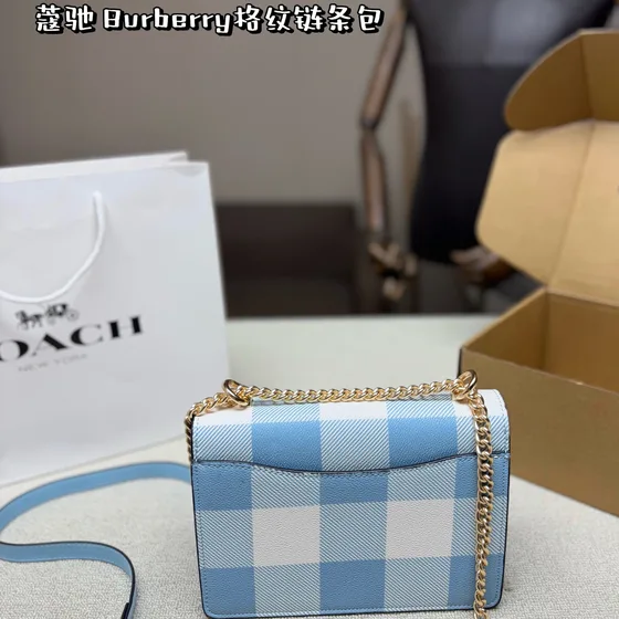 Burberry Mini Klare Crosstaske Light Blå/Hvid Crossbody