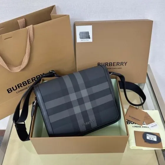Burberry Check Crossbody Bag Charcoal Crossbody