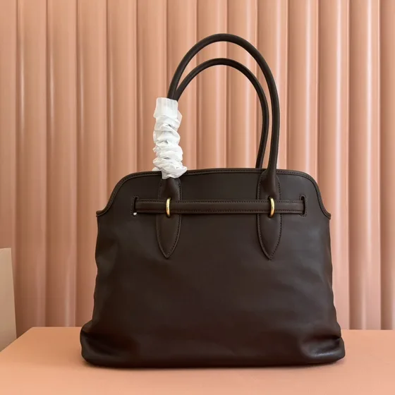 Miu Miu Кожа Top-Handle Bag With Buckle Strap Dark Коричневый Верхняя ручка