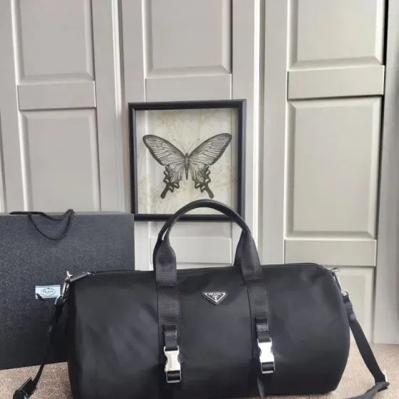 Prada Re-Nylon Travel Duffel Bag Black Top Handle