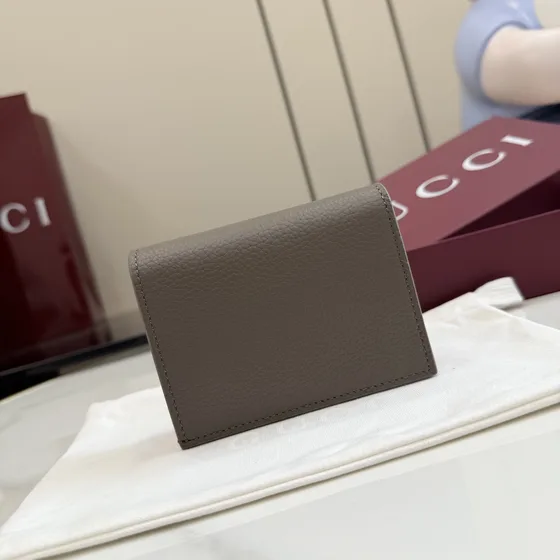 Gucci Gg Marmont Card Case Carteira Dusty Cinza/Marrom Card Holder