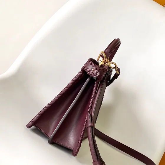 Fendi Peekaboo Iseeu Small Woven Da Bag Đỏ vang Top Handle