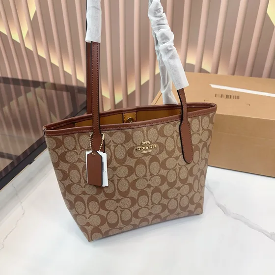 Coach City Tote Bag Brown Black Tote Bag