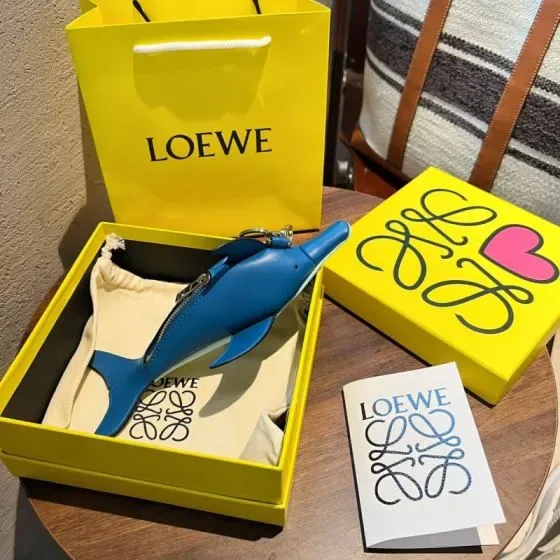 Loewe Dolphin Coin Purse Charm Blue Coin Purse