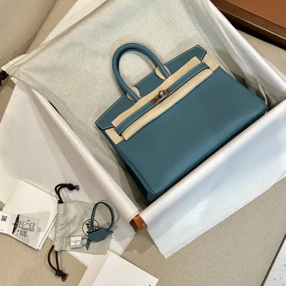 Hermes Birkin 25 Blue Jean 25cm Top Handle