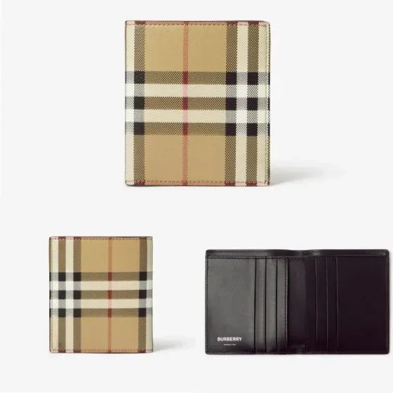 Burberry Check Bifold Wallet Beige Wallet