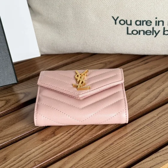 YSL Cassandre Matelassé Envelope Cüzdan Pembe Cüzdan