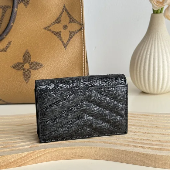 YSL Cassandre Matelassé Card Case Schwarz Card Holder