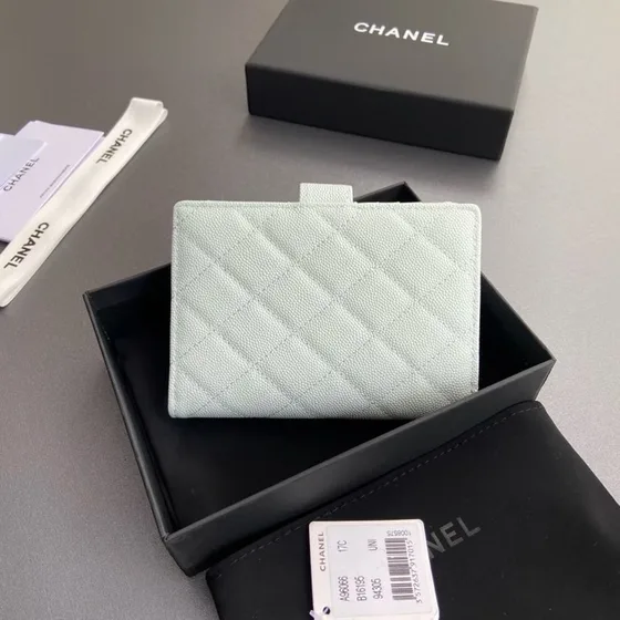 Chanel Caviar Quilted French Purse Wallet Light Mint Green Wallet
