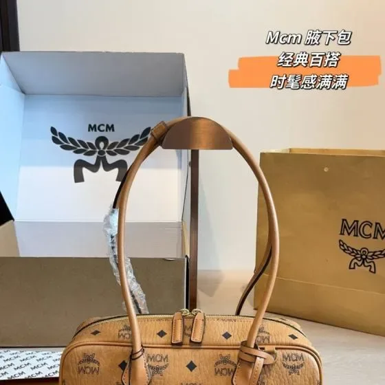 MCM Aren Boston Bag Cognac Top Handle