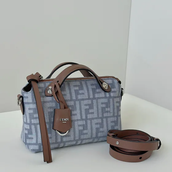Fendi By The Way Mini Light Blue Brown Top Handle