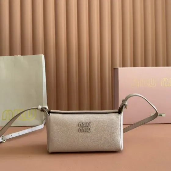 Miu Miu Leather Mini Shoulder Bag Beige Shoulder Bag
