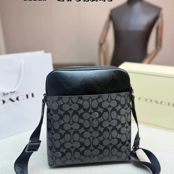Coach Houston Flight Bag In Signature Lona Negro Crossbody