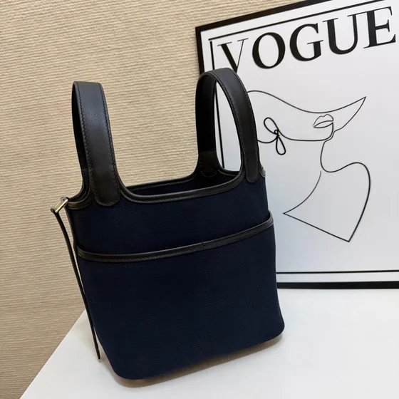Hermes Cargo Picotin Lock Bleu marine Bleu Anse supérieure