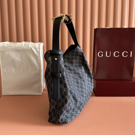 Gucci Gg Denim Hobo Bag Dark Grigio Hobo