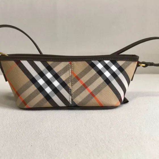 Burberry Vintage Check Pouch Beige Brown Check Pouch