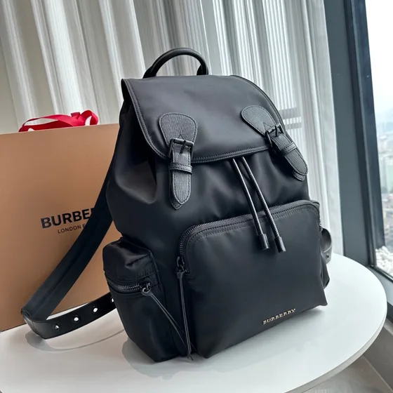 Burberry Nilon Drawstring Backpack Hitam Backpack