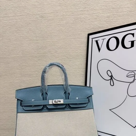 Hermes Birkin Blue Beige Top Handle