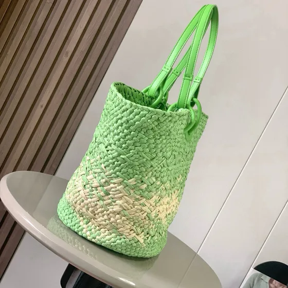 Loewe Anagram Basket Tote Bright Green Tote Bag