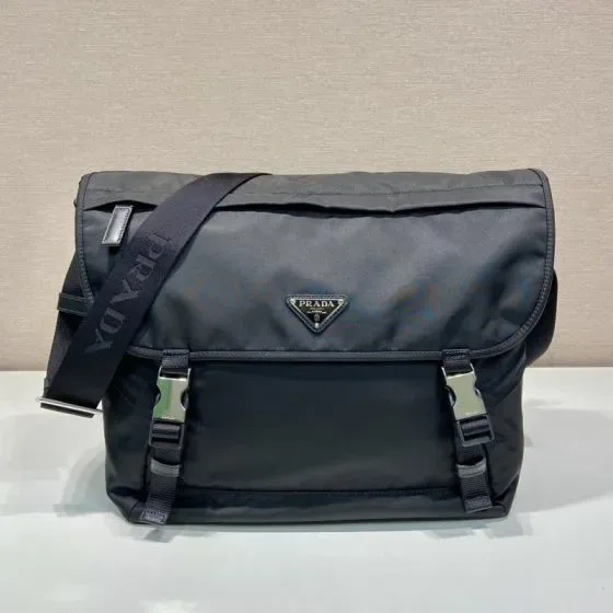 Prada Nylon Messenger Bag Black Crossbody
