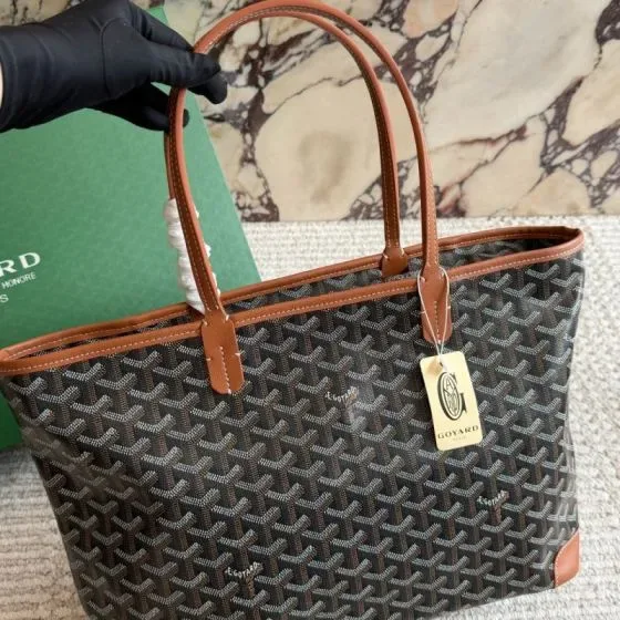 Goyard Saint Louis Black Brown Tote Bag