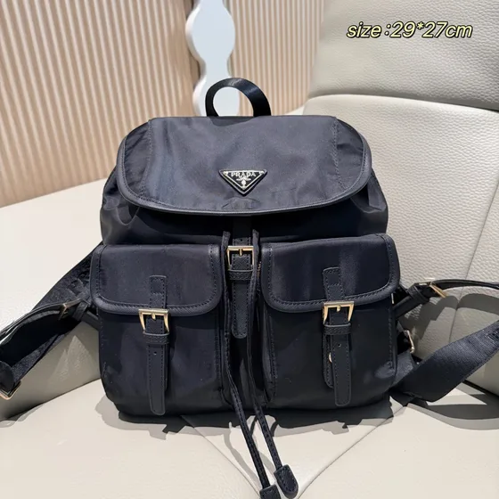 Prada Re-Nylon Medium Backpack With Pockets Black 29 27cm Backpack