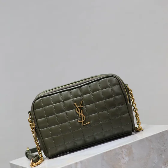 YSL Cassandre Matelass Carr Mini Camera Bag Olive Green Crossbody