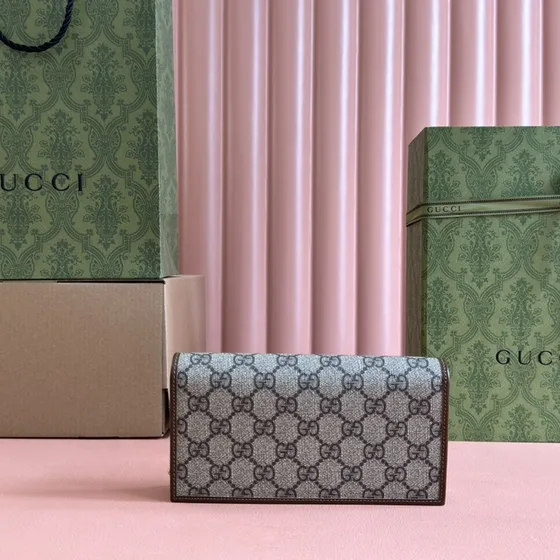 Gucci Gucci Horsebit 1955 Chain Cartera Beige Ebony Woc
