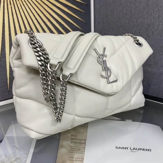 YSL Loulou Puffer White Shoulder Bag