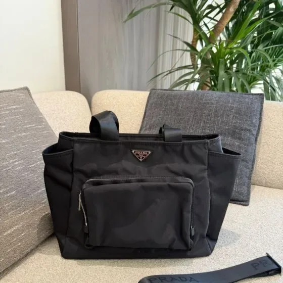 Prada Re-Nylon Tote Bag With Shoulder Strap Black Tote Bag