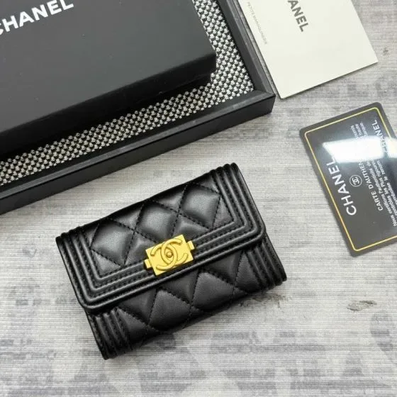 Chanel Boy Flap Card Holder Black Card Holder