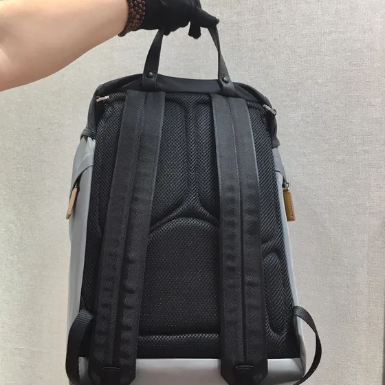 Prada ไนลอน Backpack With Saffiano หนัง Details สีดำ/สีเทา Backpack