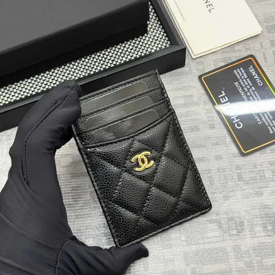 Chanel Quilted Caviar Card Holder Black Card Holder