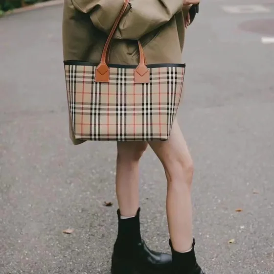 Burberry London Check Shopperveske Beige Check Shopperveske