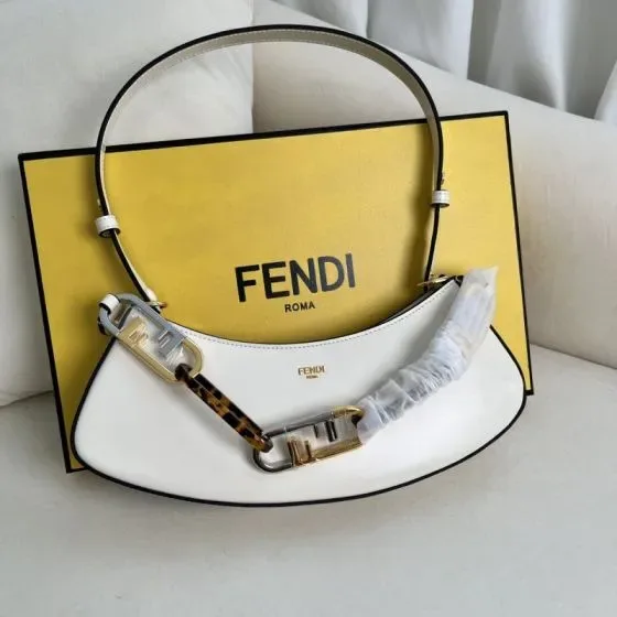 Fendi O Lock Swing White Shoulder Bag