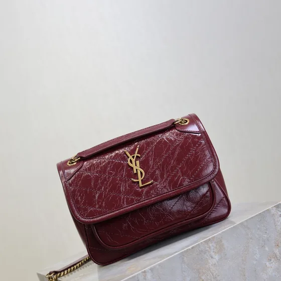 YSL Niki Burgundy Shoulder Bag