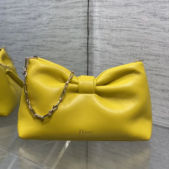 Dior Lucky Bow Bag Yellow Shoulder Bag