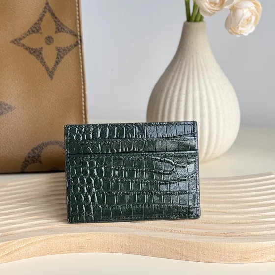 YSL Monogram Card Holder Dark Green Card Holder