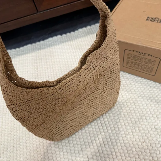 Coach Straw Small Tote Bej Tote çanta