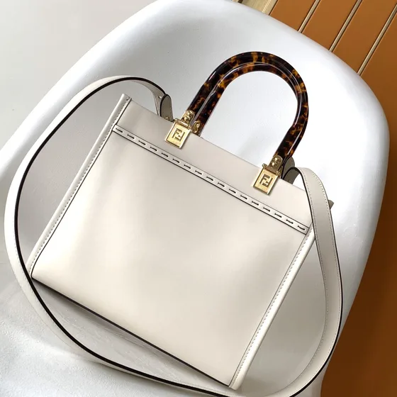 Fendi Fendi Sunshine Shopper Small White Tote Bag