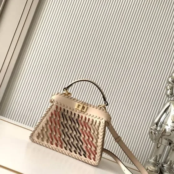 Fendi Peekaboo Iseeu Petite Beige Multicolor Top Handle