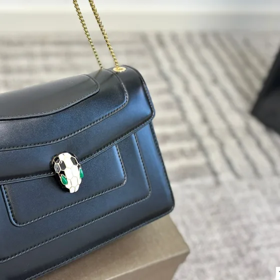 Bvlgari Serpenti Forever Shoulder Bag Black Shoulder Bag