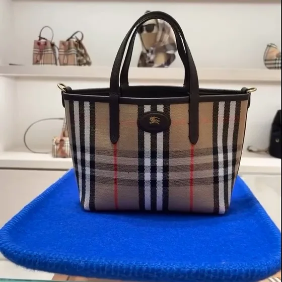 Burberry Check Tote Beige/Coklat Tote Bag