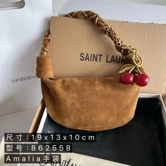 YSL Amalia 862558 Brown 19x13x10cm Hobo