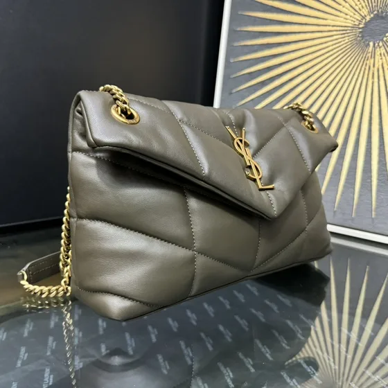 YSL Loulou Puffer Dark Taupe Shoulder Bag