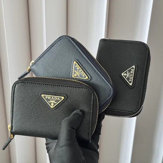 Prada Saffiano Kulit Zip Around Card Case Multi Card Holder